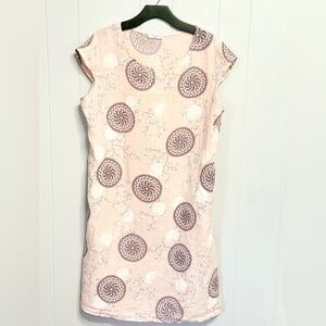 #13)  Eternelle  Linen Blend Pink and Purple Patterned Dress